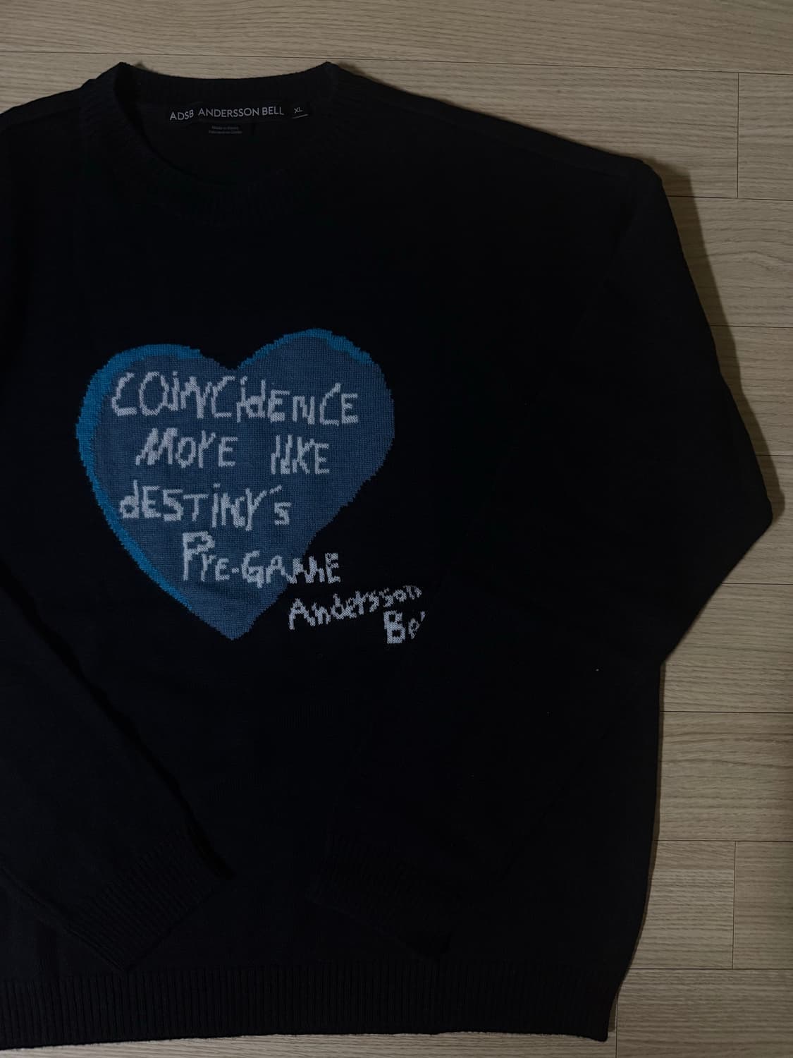 앤더슨벨 하트 메세지 니트 / 블랙 XL 상품이미지2