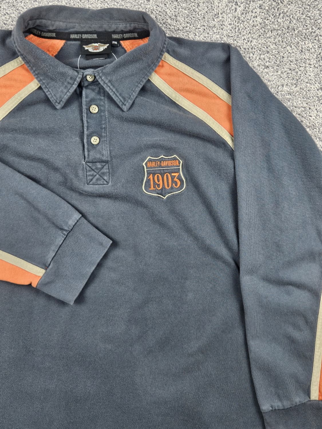 할리데이비슨 자수로고 래글런 럭비 티셔츠 ( 2XL ) / 10243 상품이미지6