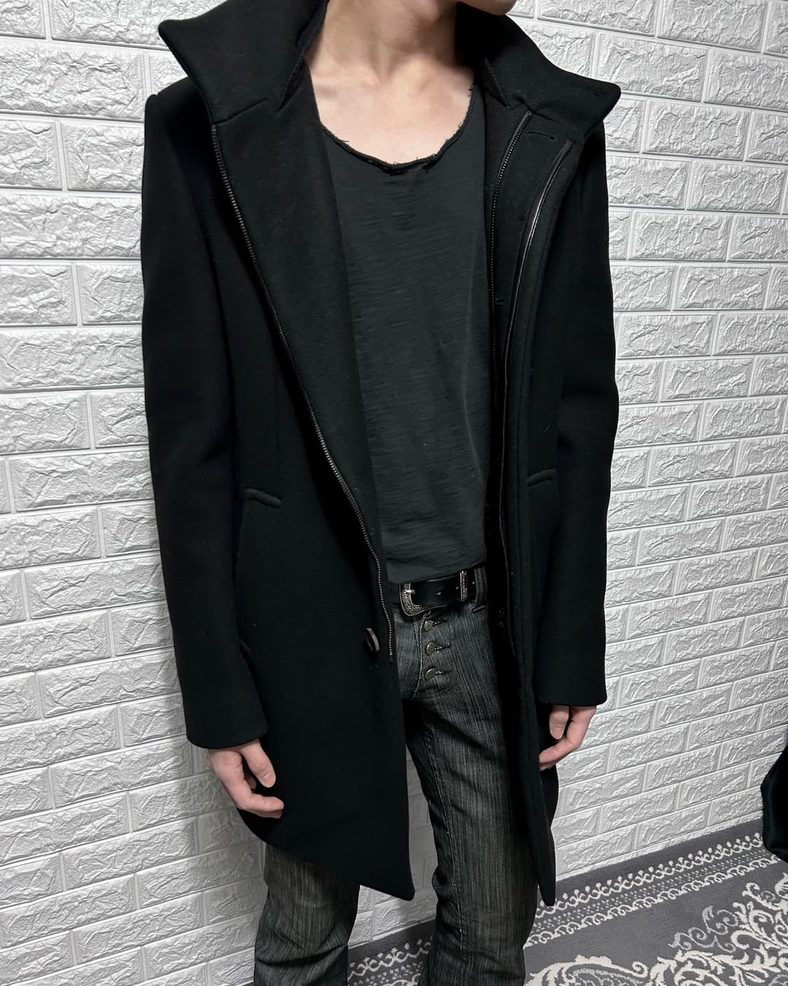 시스템 캐시미어 블렌드 하이넥 코트 상품이미지1