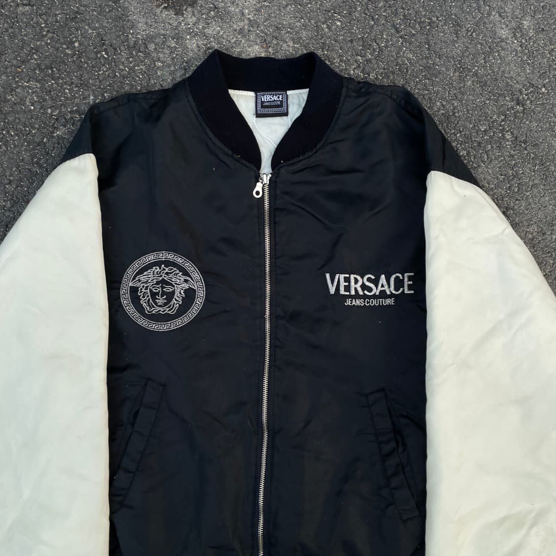 90s 베르사체 메두사 스펠아웃 대장급 바시티 자켓 올드스쿨 점퍼 XL 상품이미지5