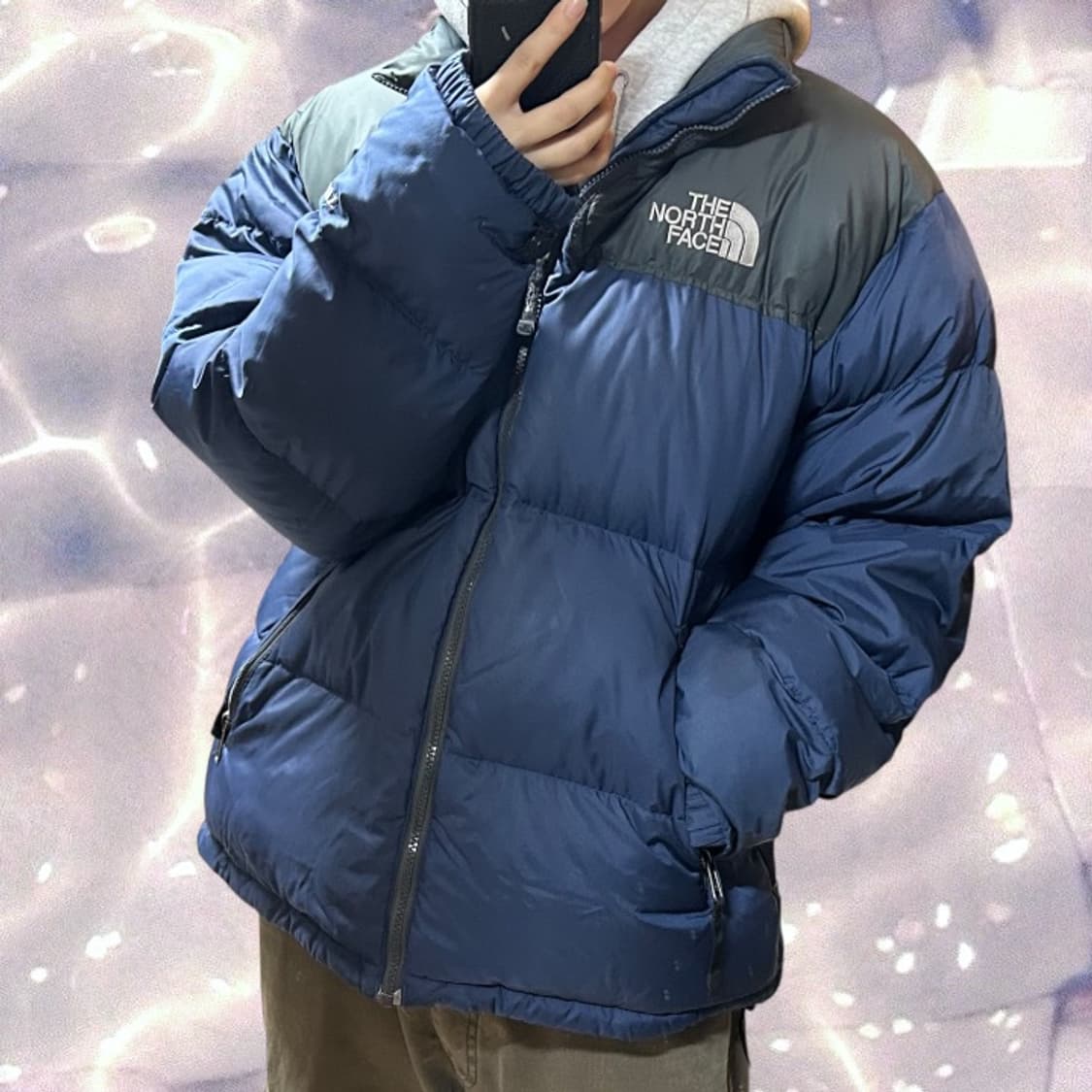 노스페이스 구스다운 눕시 패딩 700 네이비 그레이 100 L  상품이미지2