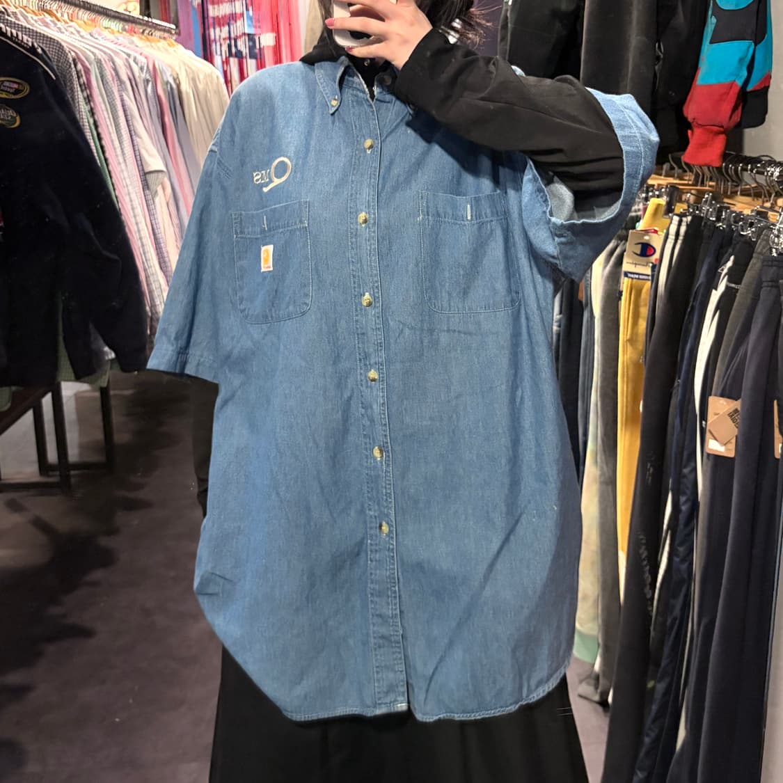  [IM] Carhartt 칼하트 데님 반팔 셔츠 중청 상품이미지3