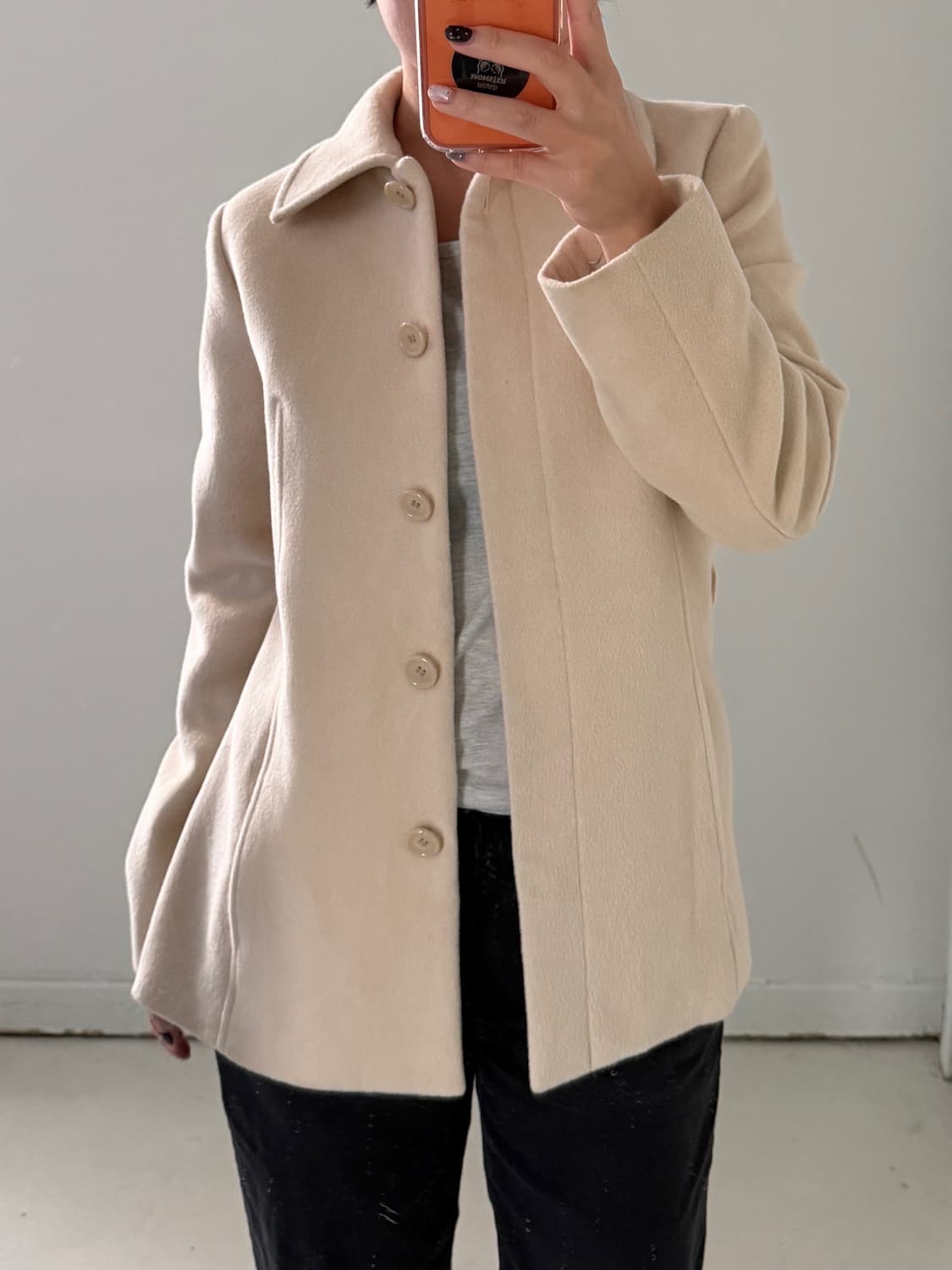 일본빈티지 크림 울 앙고라 숏코트 상품이미지1