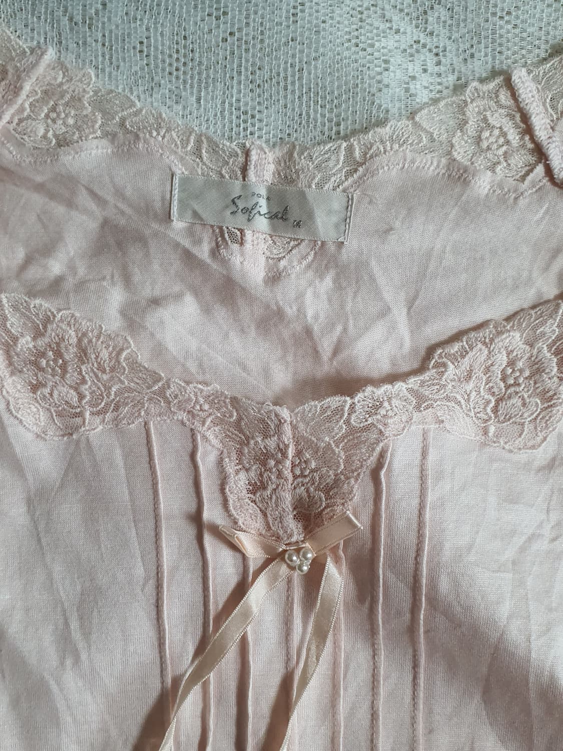 [일본빈티지] 레이스 핑크색 긴팔 셔츠 슬립 상품이미지9