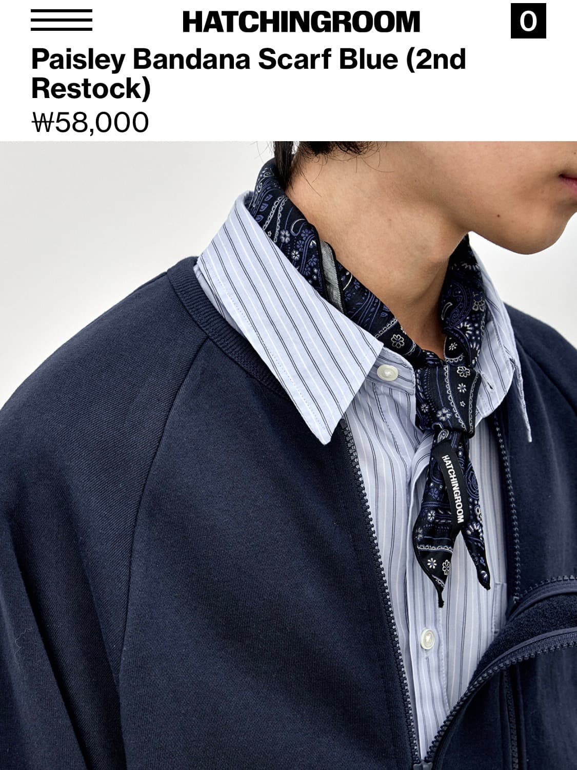 해칭룸 페이즐리 반다나 스카프 블루 상품이미지2