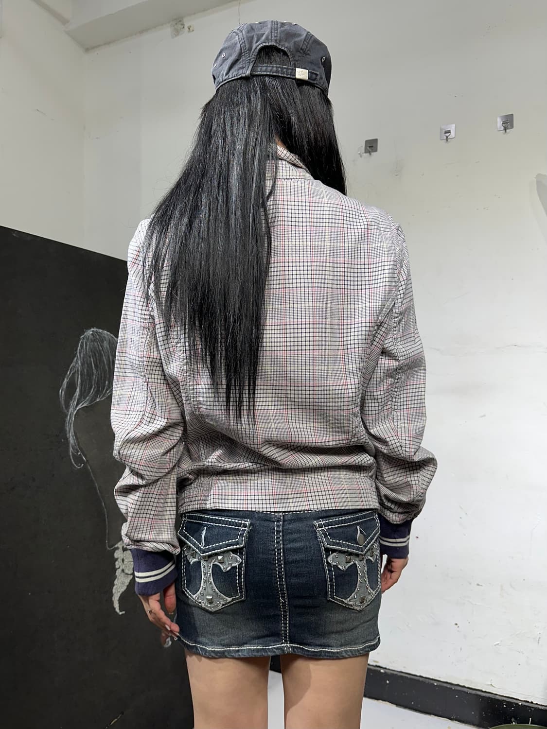 디젤 하이넥 투웨이 트단 체크 바스티 자켓 상품이미지6