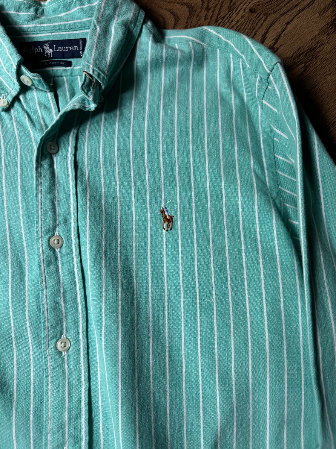 [L]90's 폴로 랄프로렌 스트라이프 애플민트 옥스포드 셔츠 상품이미지3