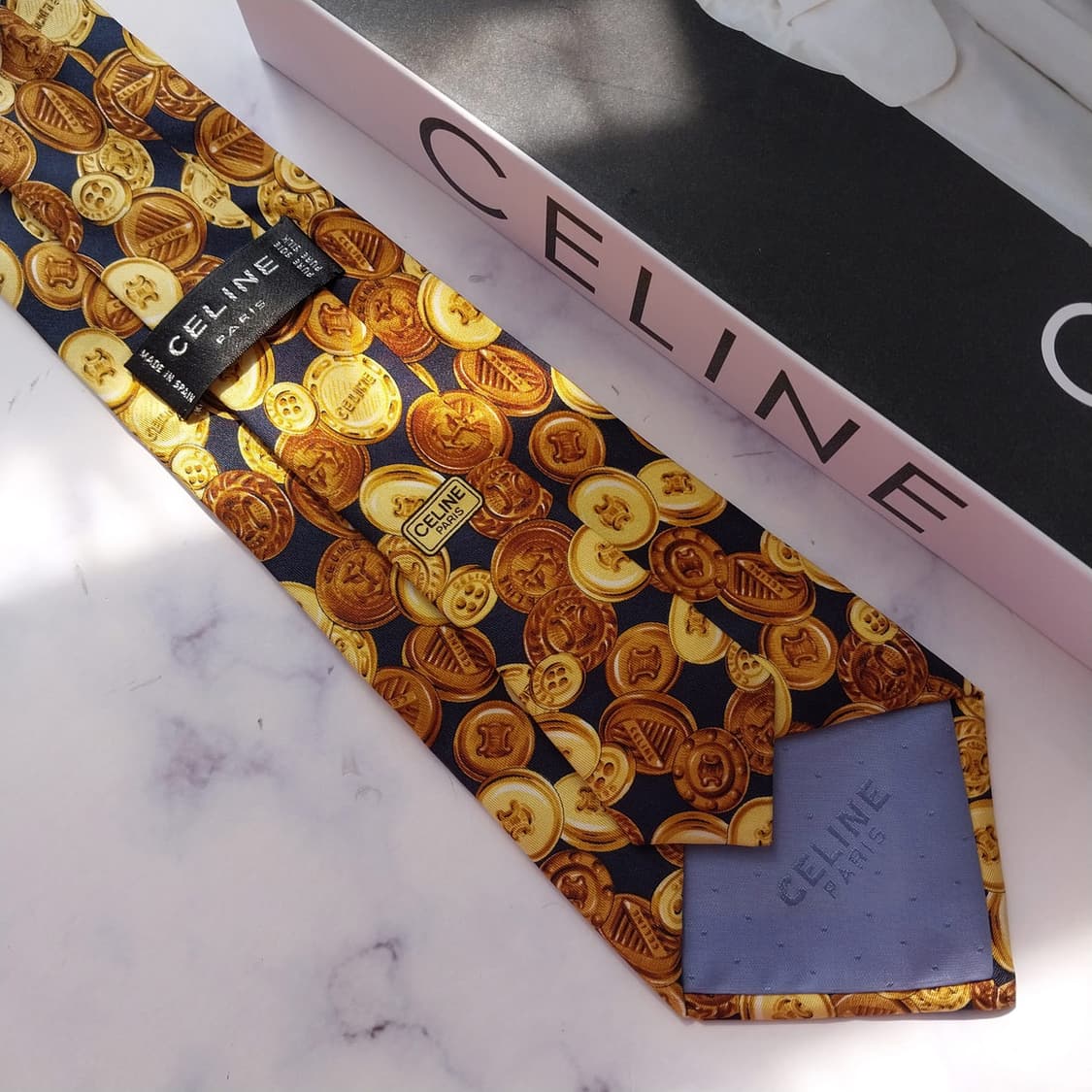 
셀린느 실크 트리오페 골드 패턴 넥타이 9.6cm A+등급 K2265 상품이미지9