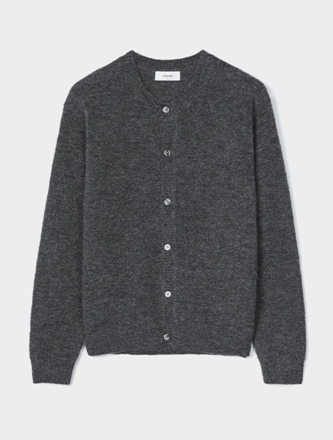 르마드 울 오버핏 라운드 가디건 -차콜 상품이미지1