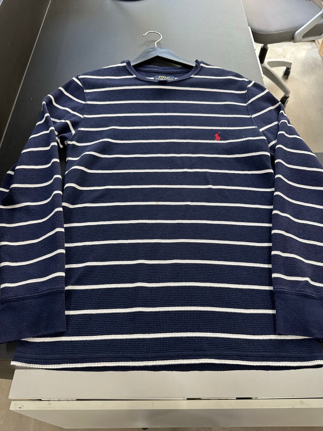 폴로 스트라이프 와플 롱슬리브 네이비 상품이미지4