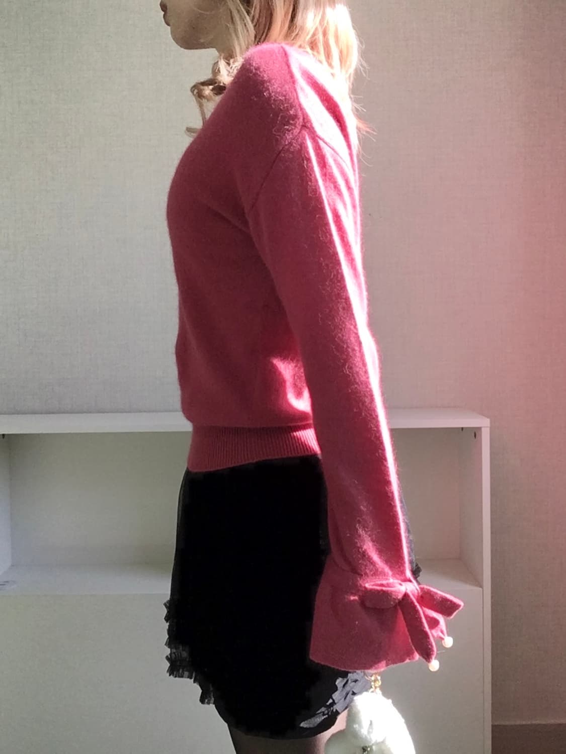 jpn vintage magenta pink ribbon pearl kn 상품이미지5