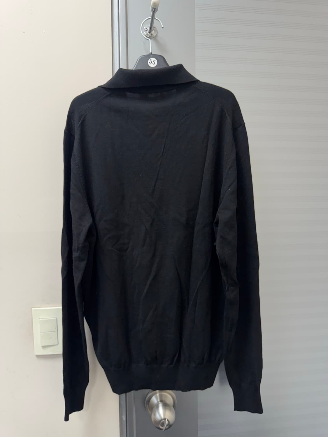 수트 서플라이 메리노 울 폴로 슬리브 니트 L 블랙 상품이미지2