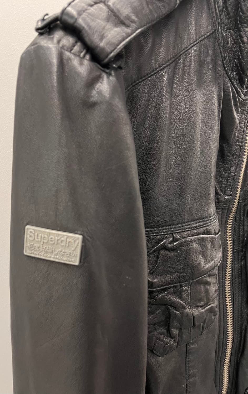 슈퍼드라이 Superdry 리얼 레더 가죽 자켓 M 상품이미지2