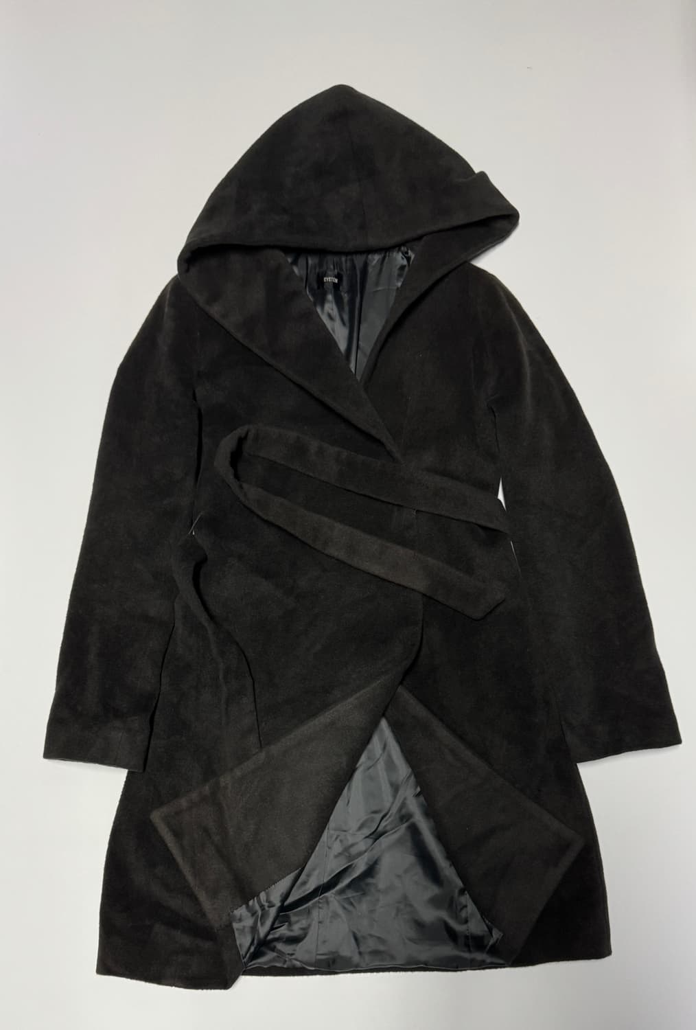 여성 한섬 시스템 벨티드 울 후드 코트 55 다크브라운 상품이미지1