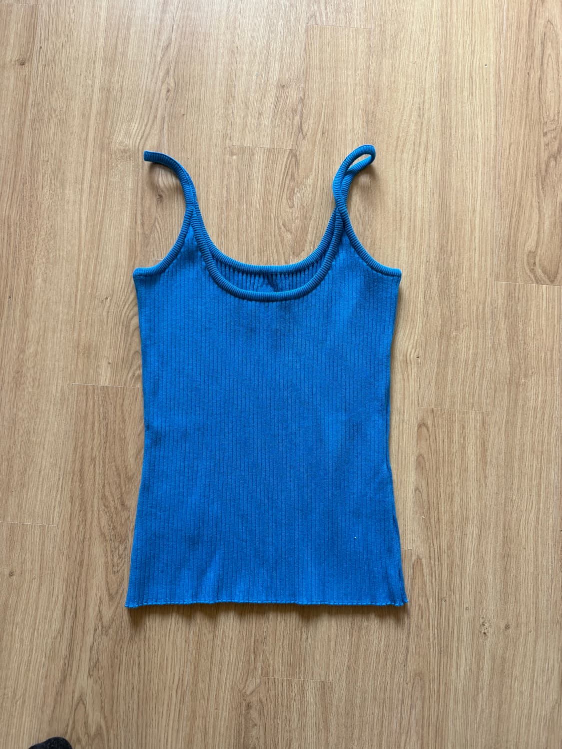 꾸레쥬 블루 골지 니트 슬리브리스 탑 나시 거의 새거 (55-66) 상품이미지5