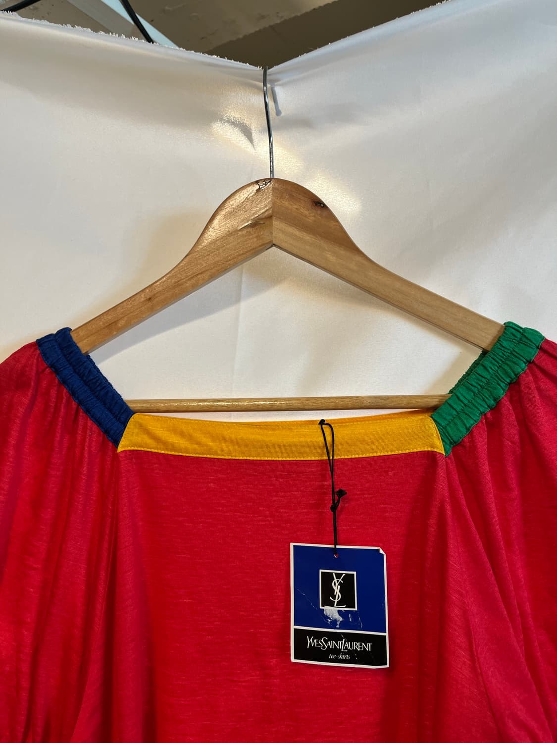 90s YSL 입생로랑 빈티지 퍼프 슬리브 스퀘어 넥 반팔 티셔츠 탑 상품이미지2