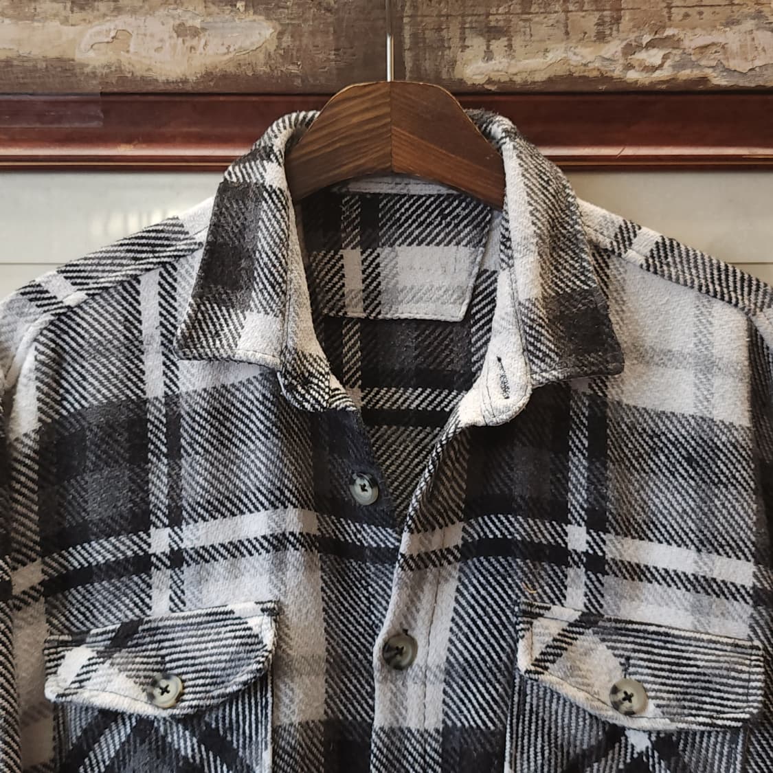 90s 아메리칸 빈티지 체크셔츠 헤비 플란넬 워크셔츠 블루 xl 상품이미지3