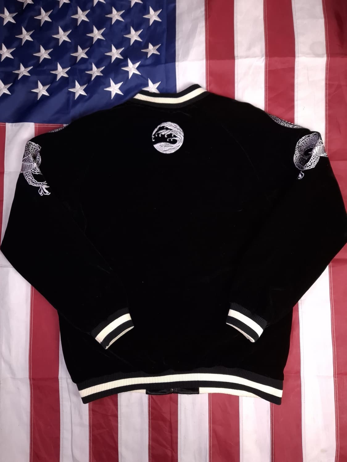 빈티지 벨벳 리버서블 잉어,용 자수 스카잔 상품이미지9