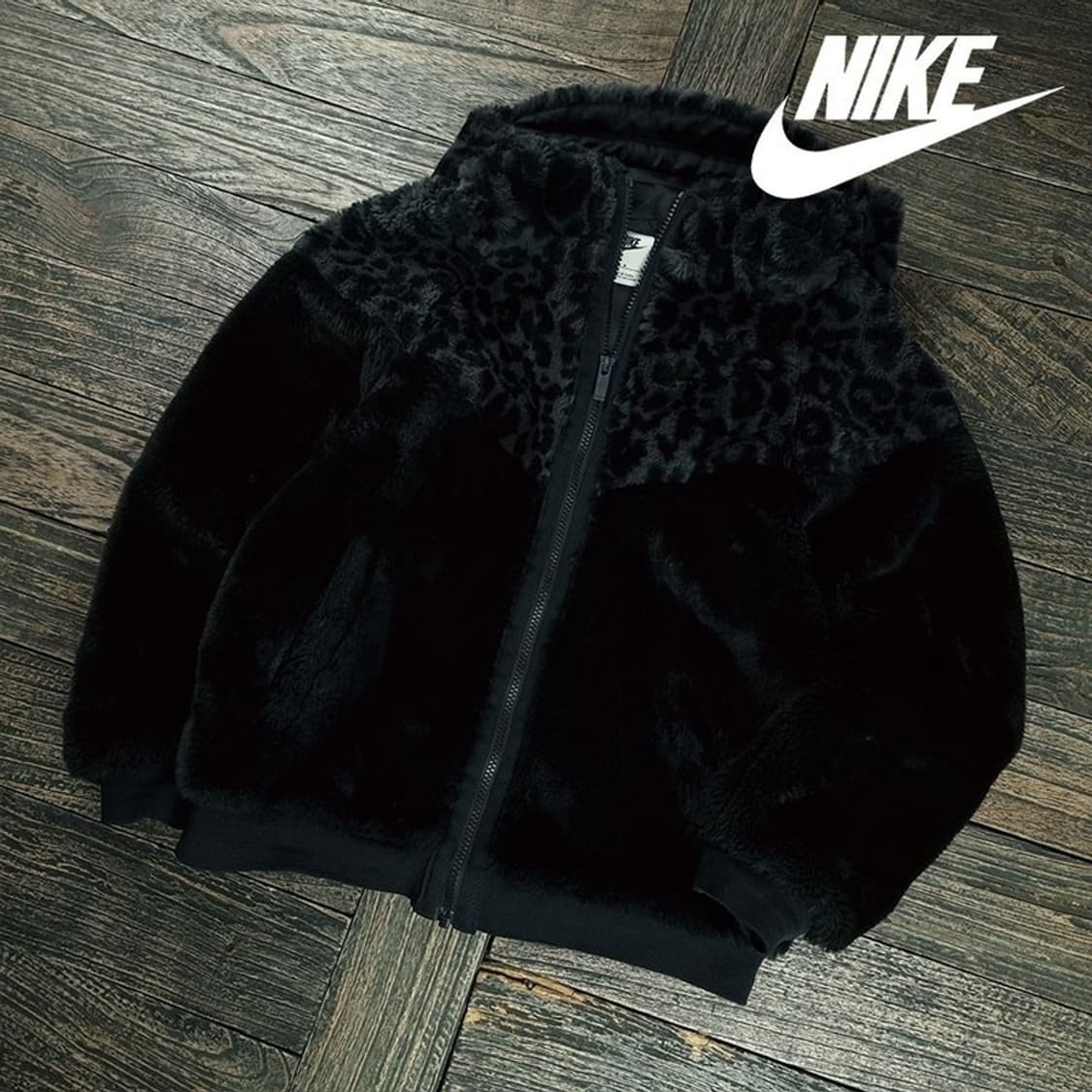 [나이키] 스우시 자수 레오파드 후드 쉐르파 후리스 자켓 M19568 상품이미지1