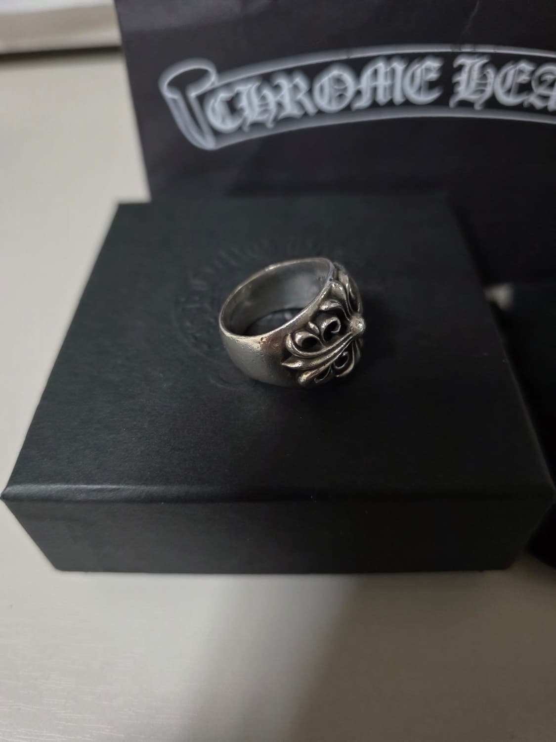 [us8.5,세척완료]크롬하츠 키퍼 크로스링 상품이미지4