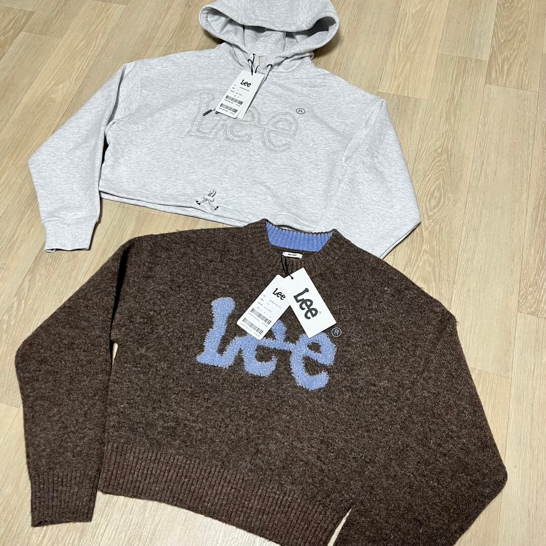 (S) 새상품 리 LEE 부클 빅 트위치 로고 니트 & 우먼 크롭 후드티 상품이미지4