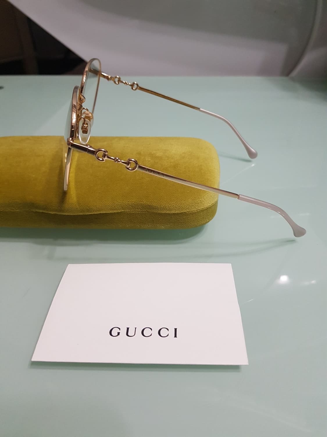 새상품 풀구성)구찌 홀스빗 샴페인골드 남녀안경테 상품이미지5