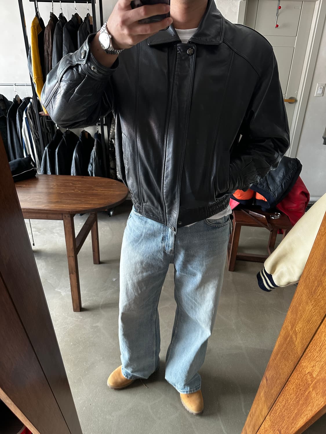 INISSI 빈티지 레더 블루종 자켓 상품이미지3
