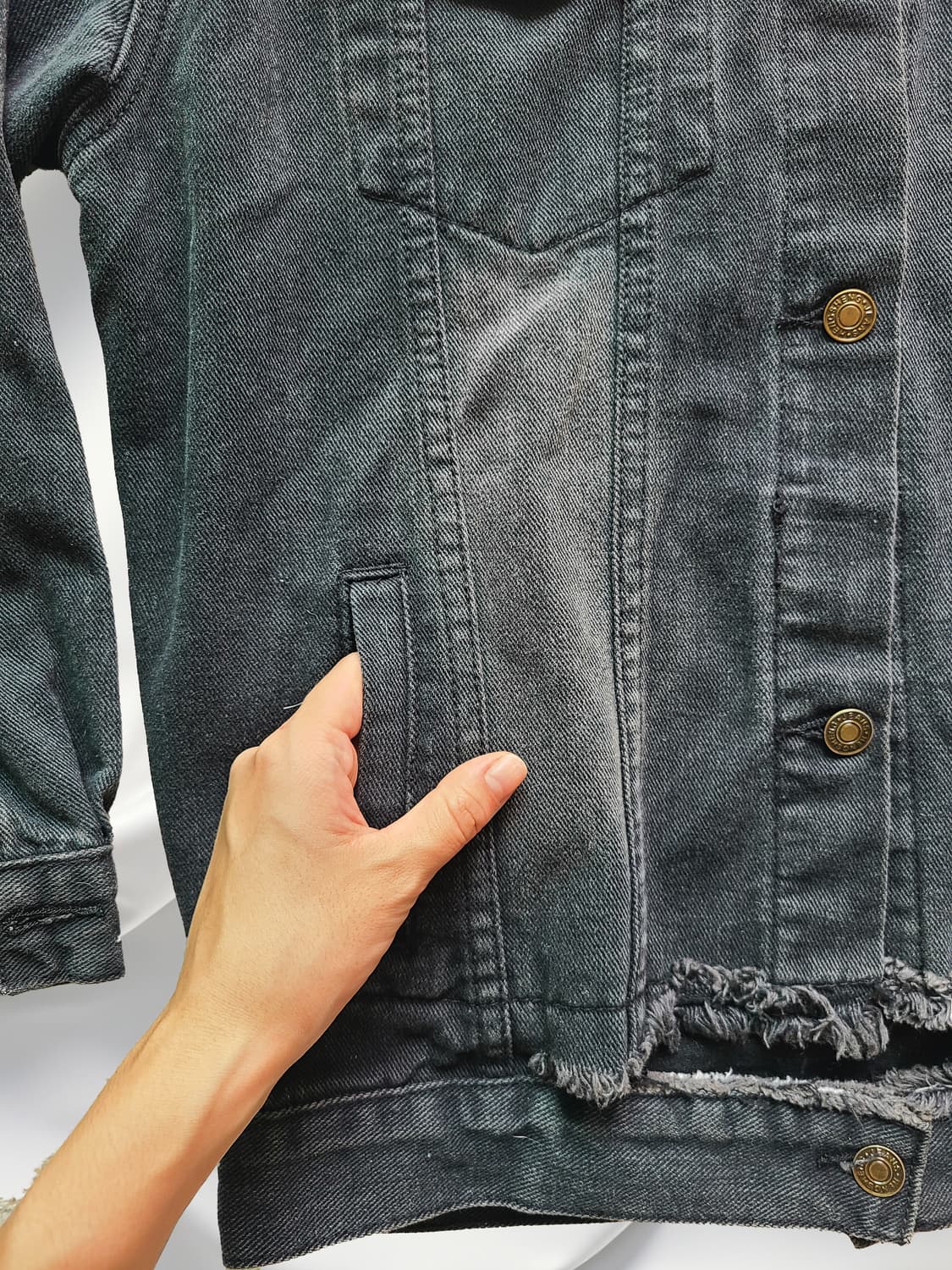 블랙 데님 빈티지 자켓 상품이미지4