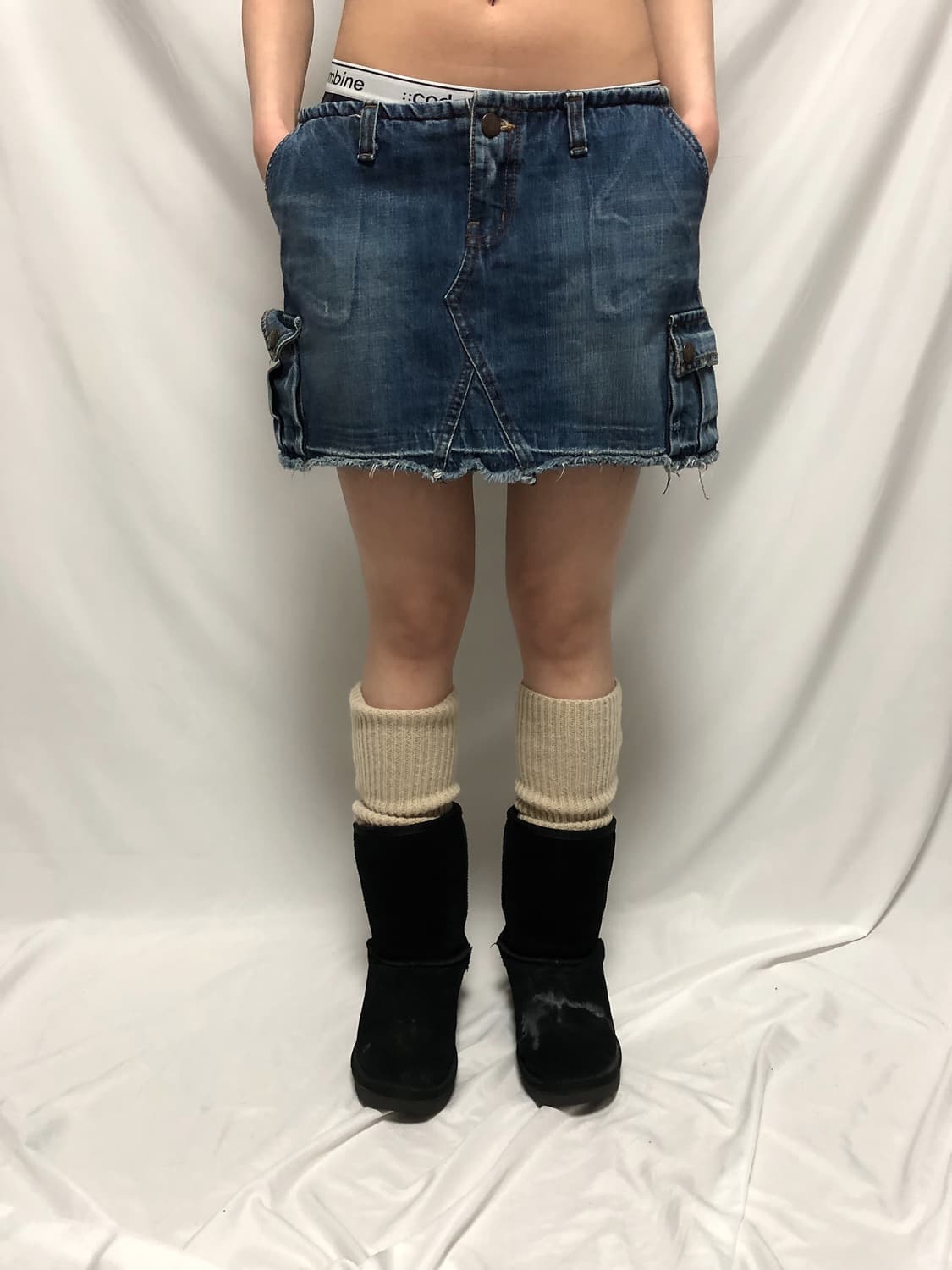 빈티지 데님 로우라이즈 미니 스커트 상품이미지1
