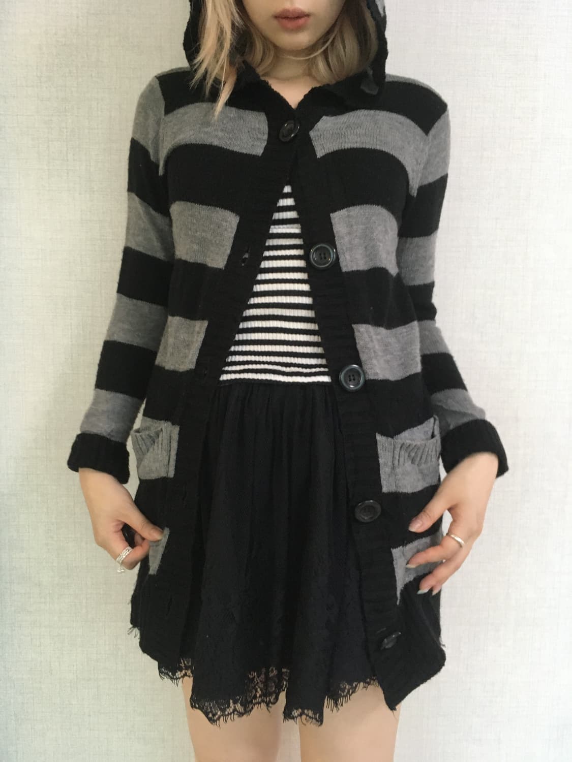 jpn vintage stripe hood long cardigan 상품이미지5
