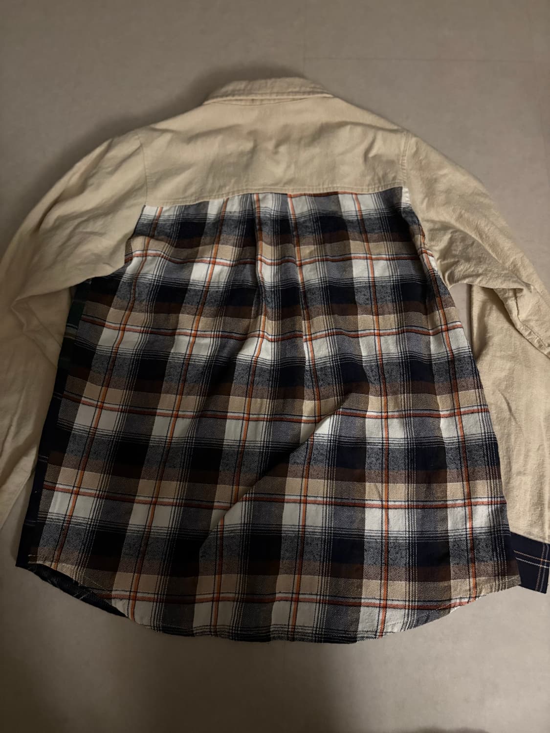 Japanese vintage 니트 패치워크 체크셔츠 상품이미지2