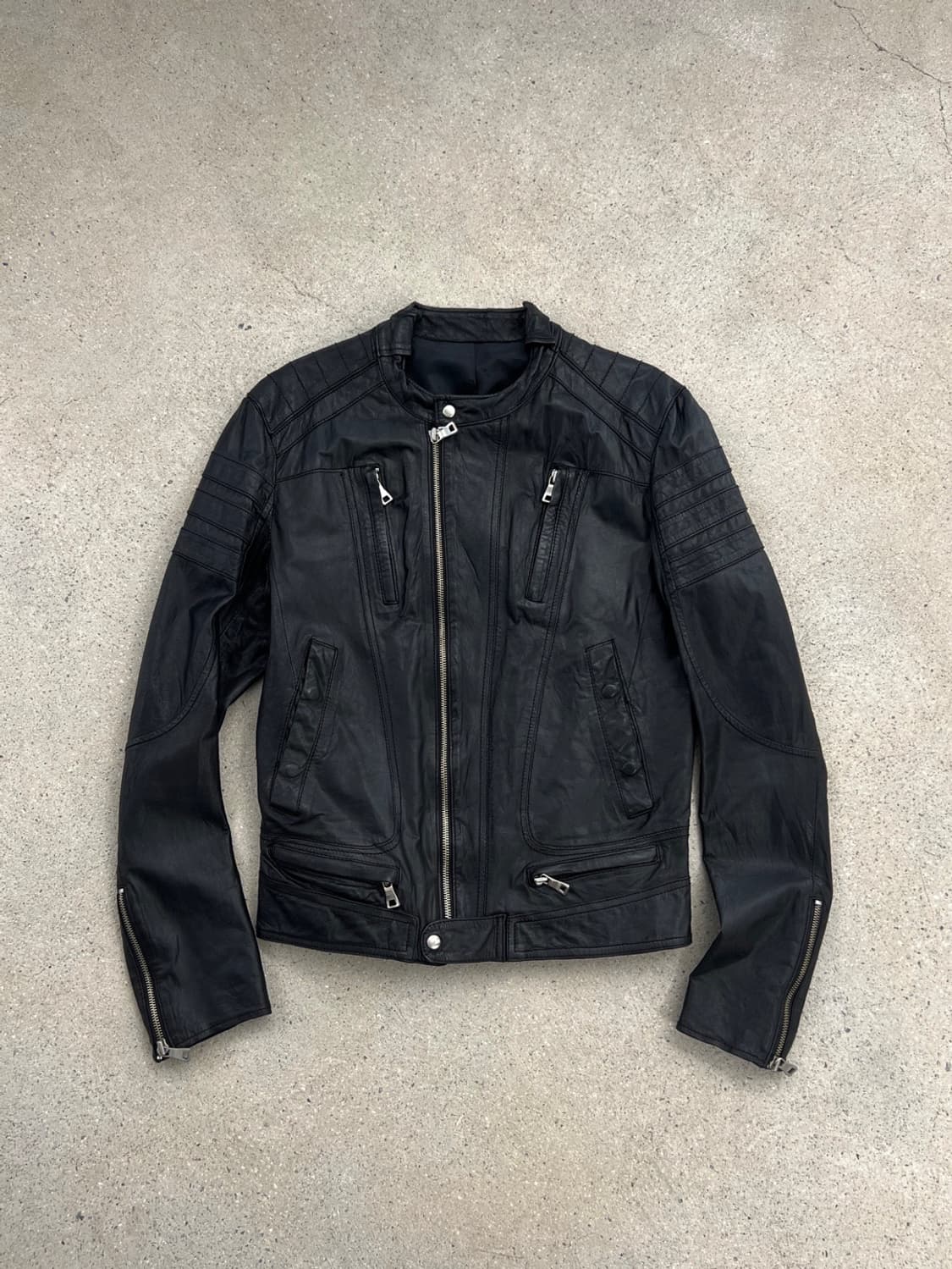 빈티지 램스킨 모토 바이커 레더 자켓 상품이미지2