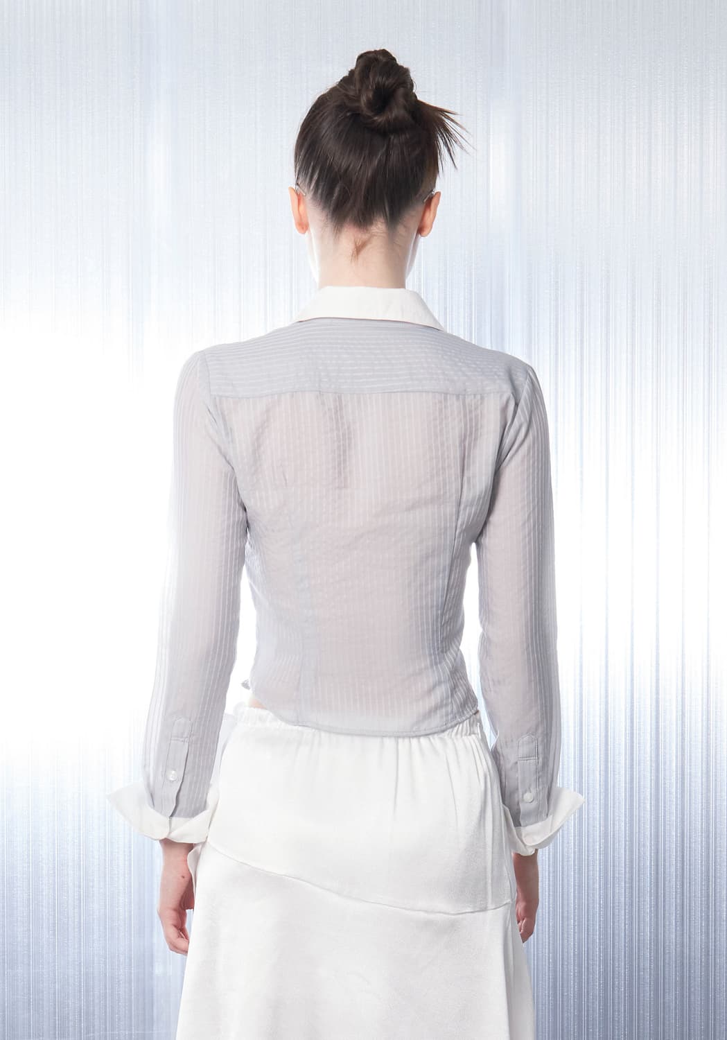 레이스 베일 셔츠 그레이 상품이미지3