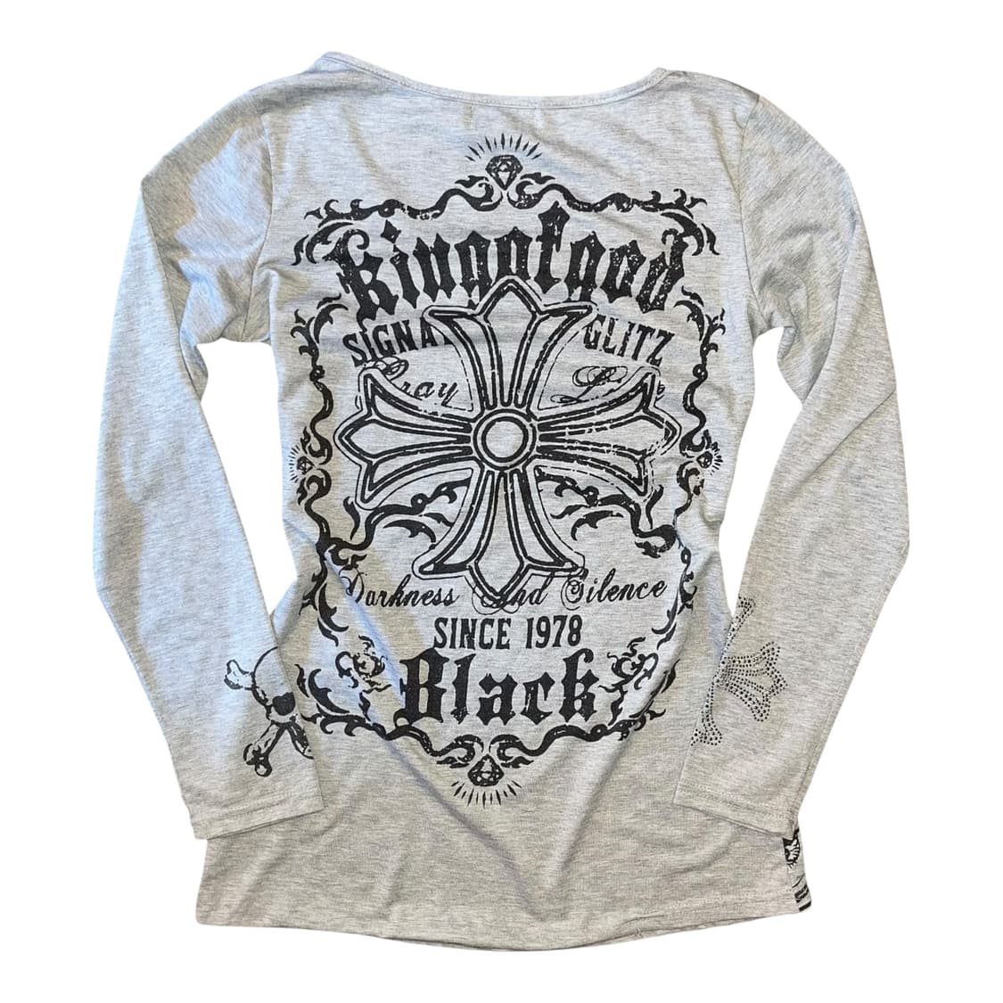 십자 프린팅 큐빅 긴팔티 펑크y2k갸루 상품이미지1