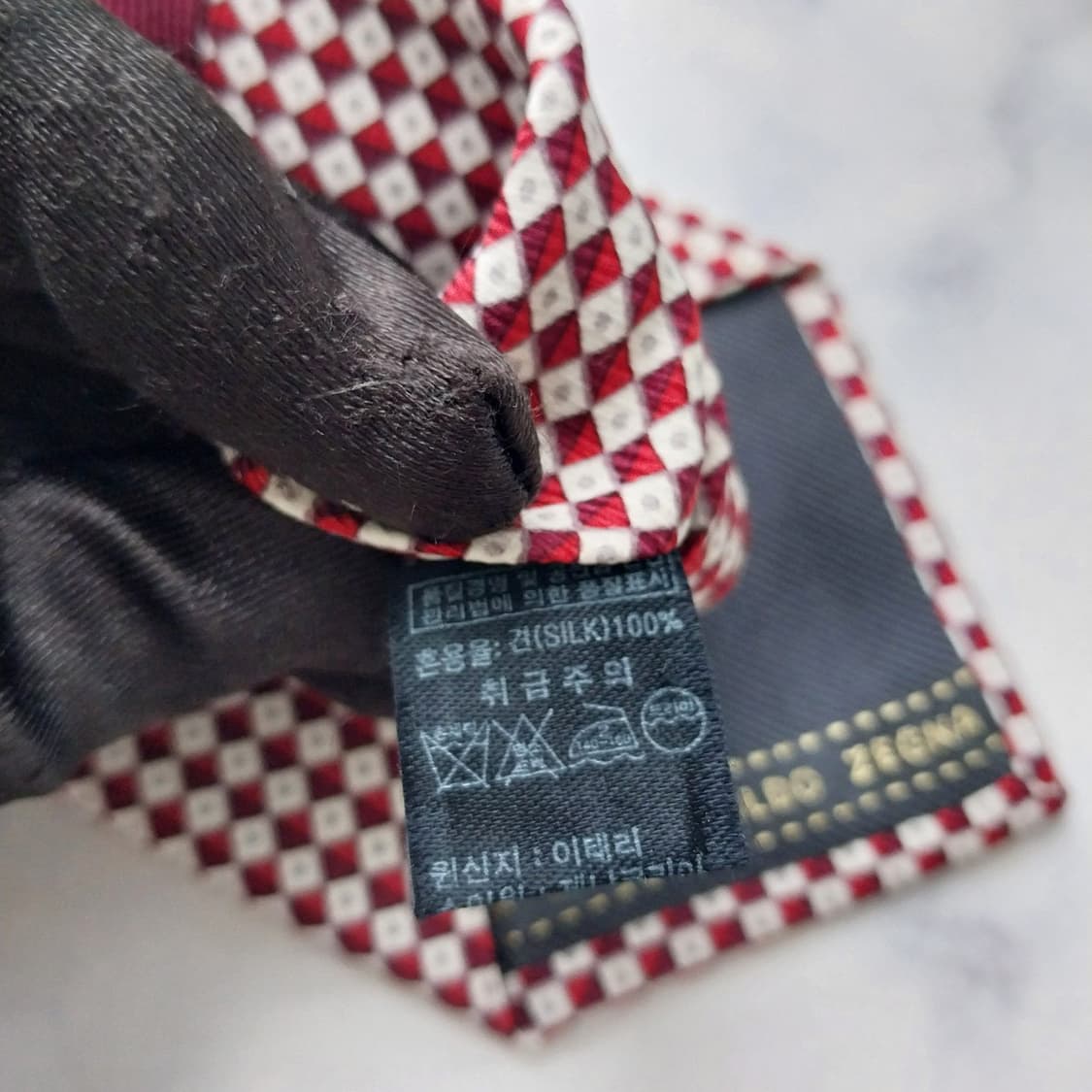 에르메네질도 제냐 실크 레드 패턴 넥타이 8.5cm A+등급 K2781 상품이미지10