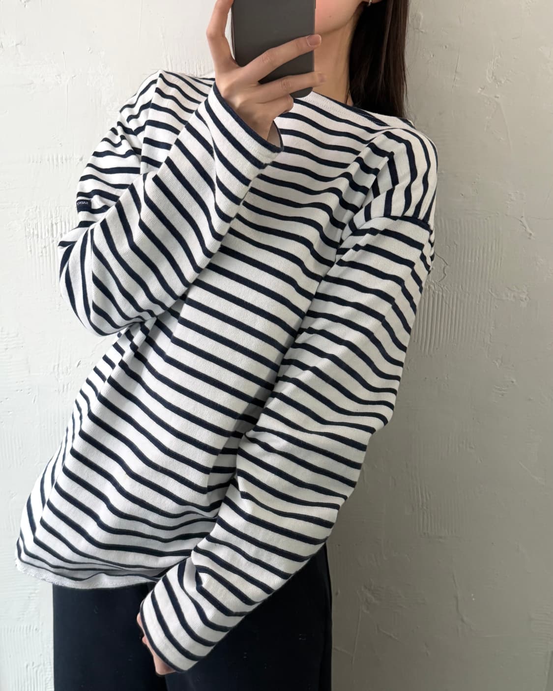 SaintJames 세인트제임스 네이비 스트라이프 롱슬리브  상품이미지1