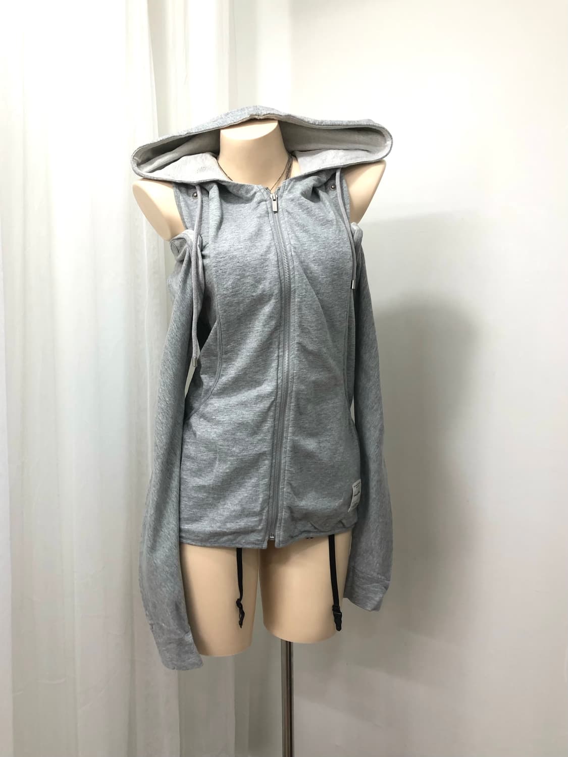 y2k detachable gray hood zip up 상품이미지2