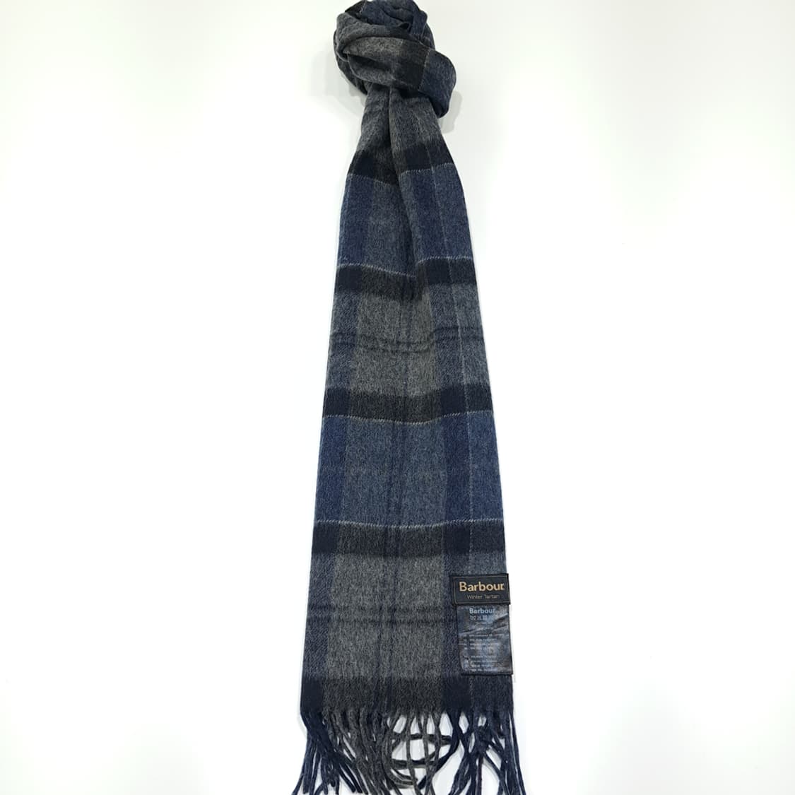 MX517 바버 스코틀랜드판 램스울캐시미어 네이비 머플러 목도리 상품이미지5