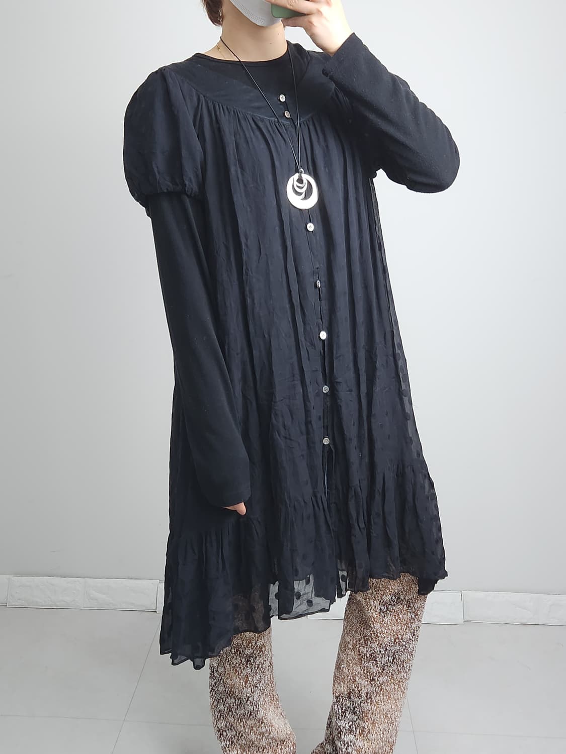 도트 퍼프 롱 블라우스 상품이미지2