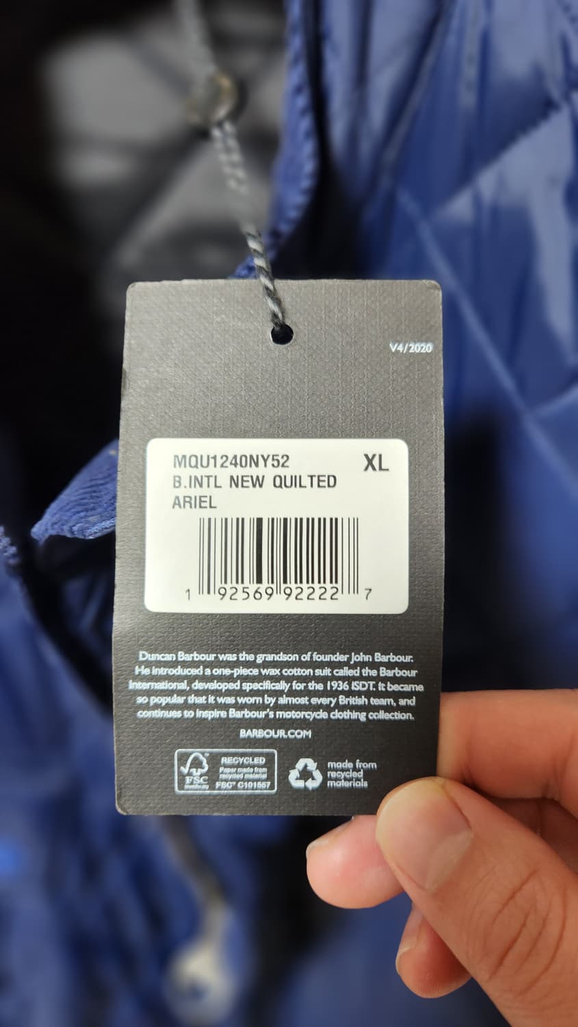 (새상품)바버 인터내셔널 아리엘 퀼팅자켓 네이비 XL 상품이미지4