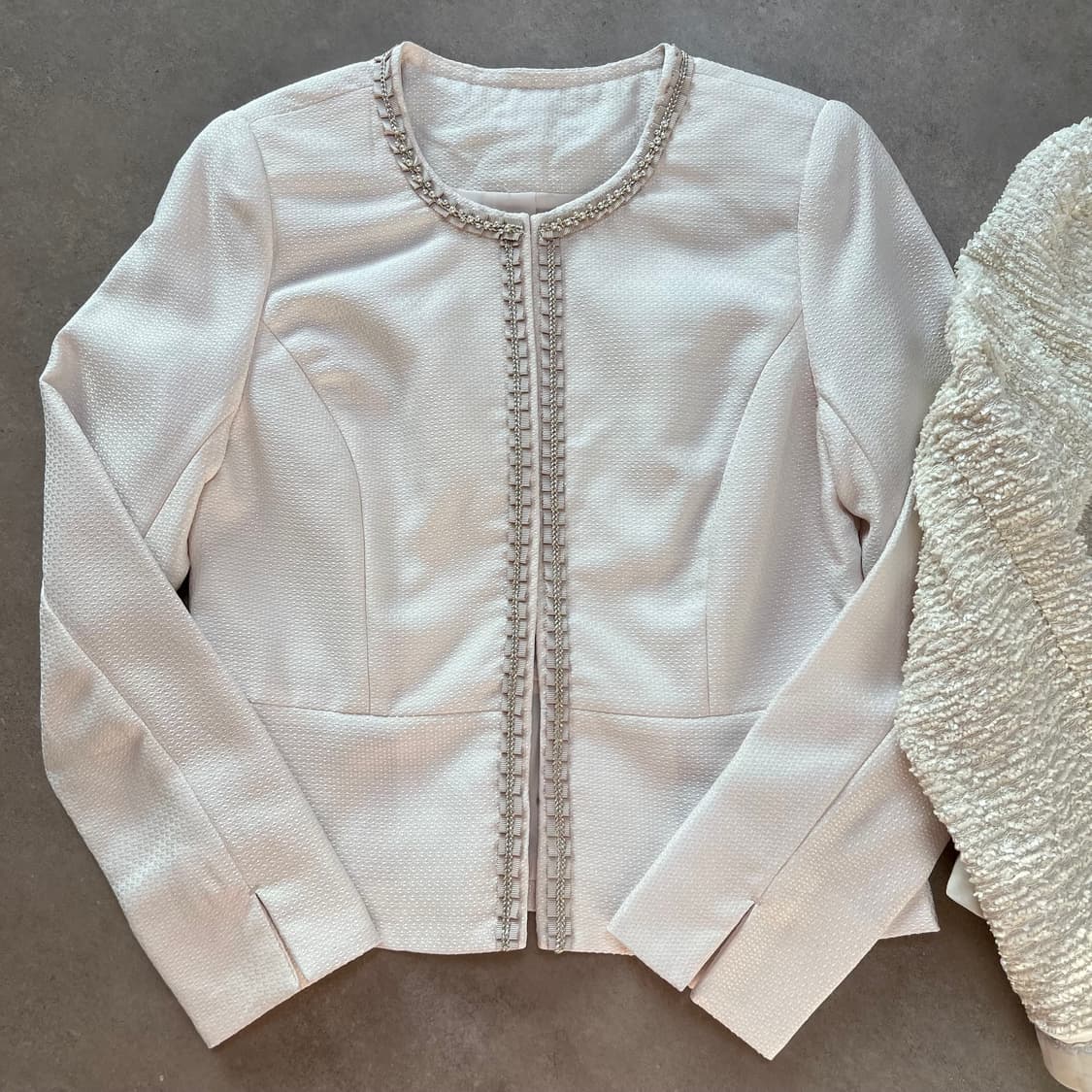 [백화점퀄 하객룩]아이보리 라인 장식 트위드 자켓 상품이미지5