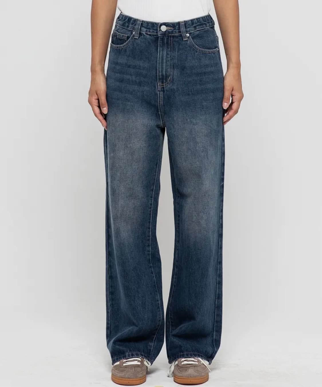 챔브로스 우먼즈 세미 와이드 워싱 데님팬츠[딥블루] 상품이미지2