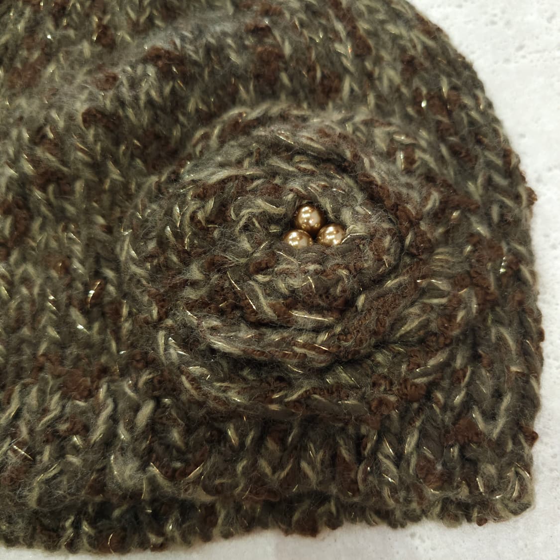 플라워 코사지 니트 비니 털모자 상품이미지2