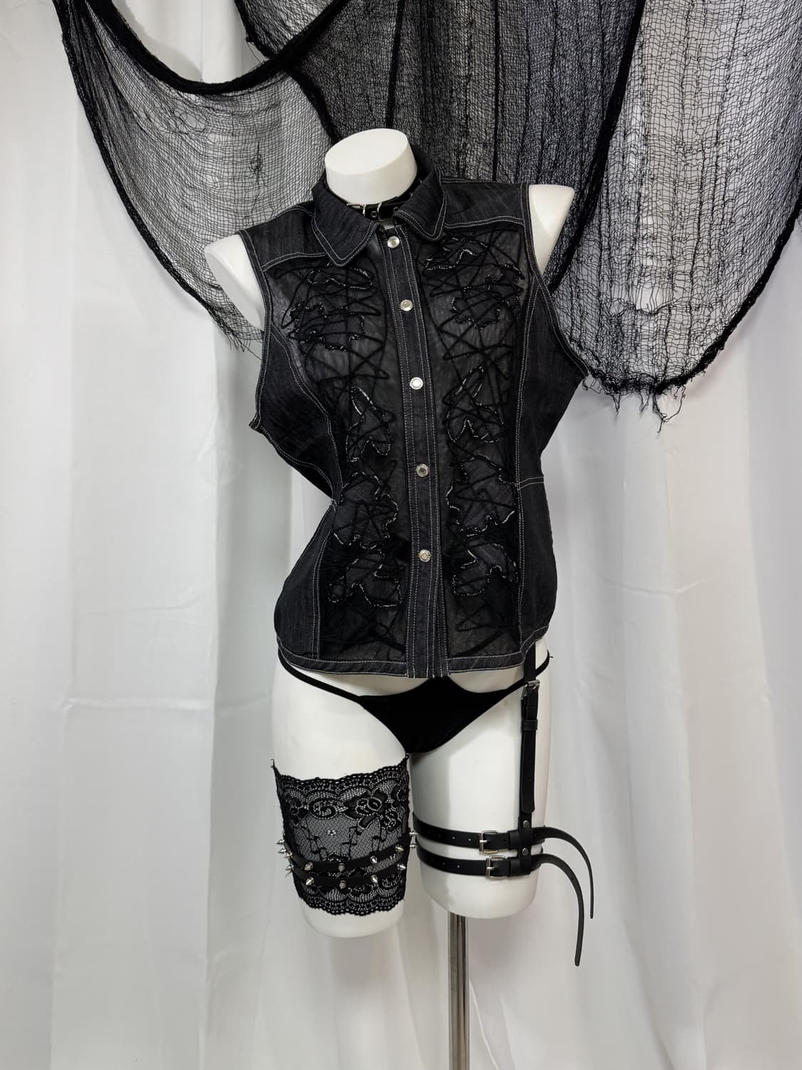 denim mash vest jacket 상품이미지2