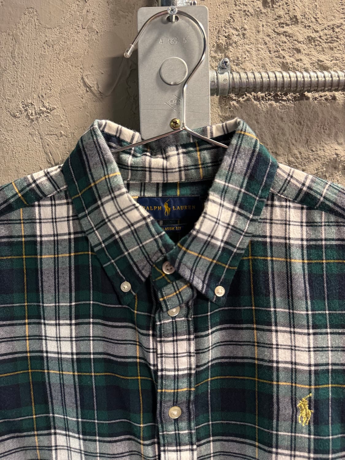 폴로 랄프로렌 그린 체크 코튼 셔츠 여성 L 상품이미지4