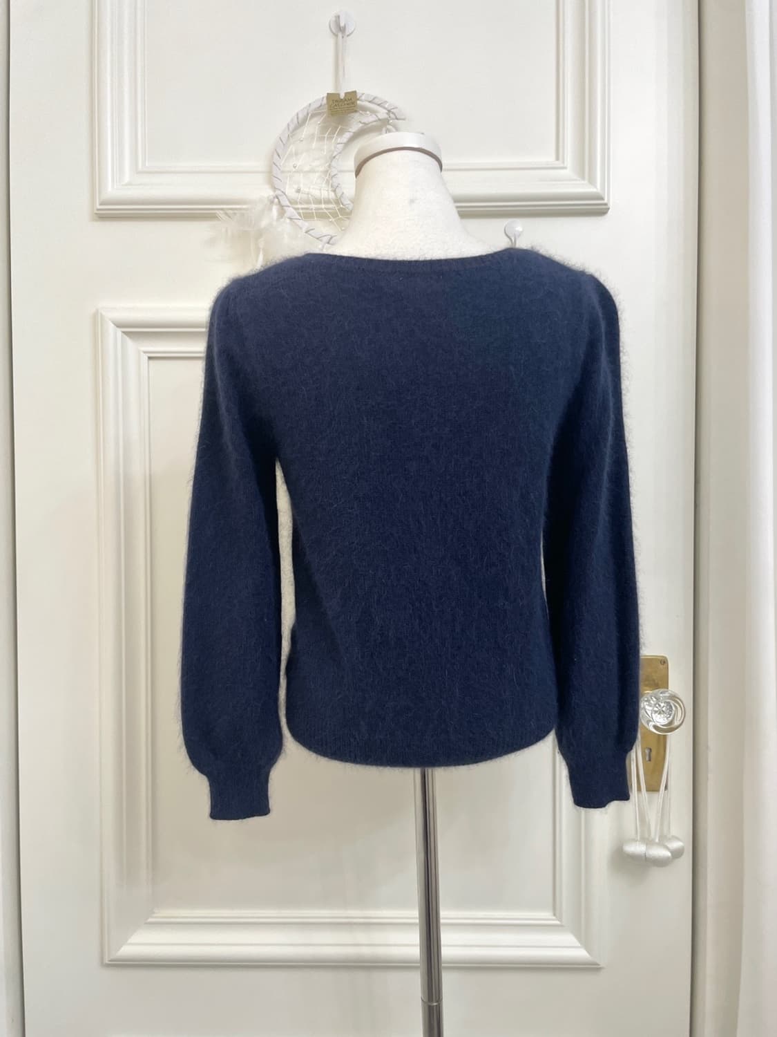 navy angora lovely bow point knit top 상품이미지3