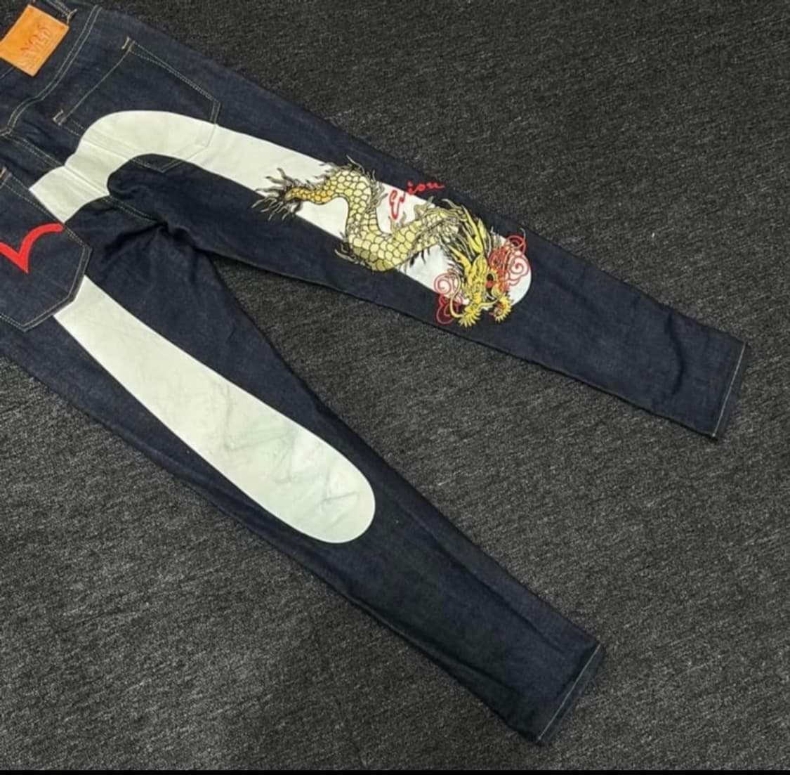 에비수 백로고 데님 자수 팬츠 상품이미지3