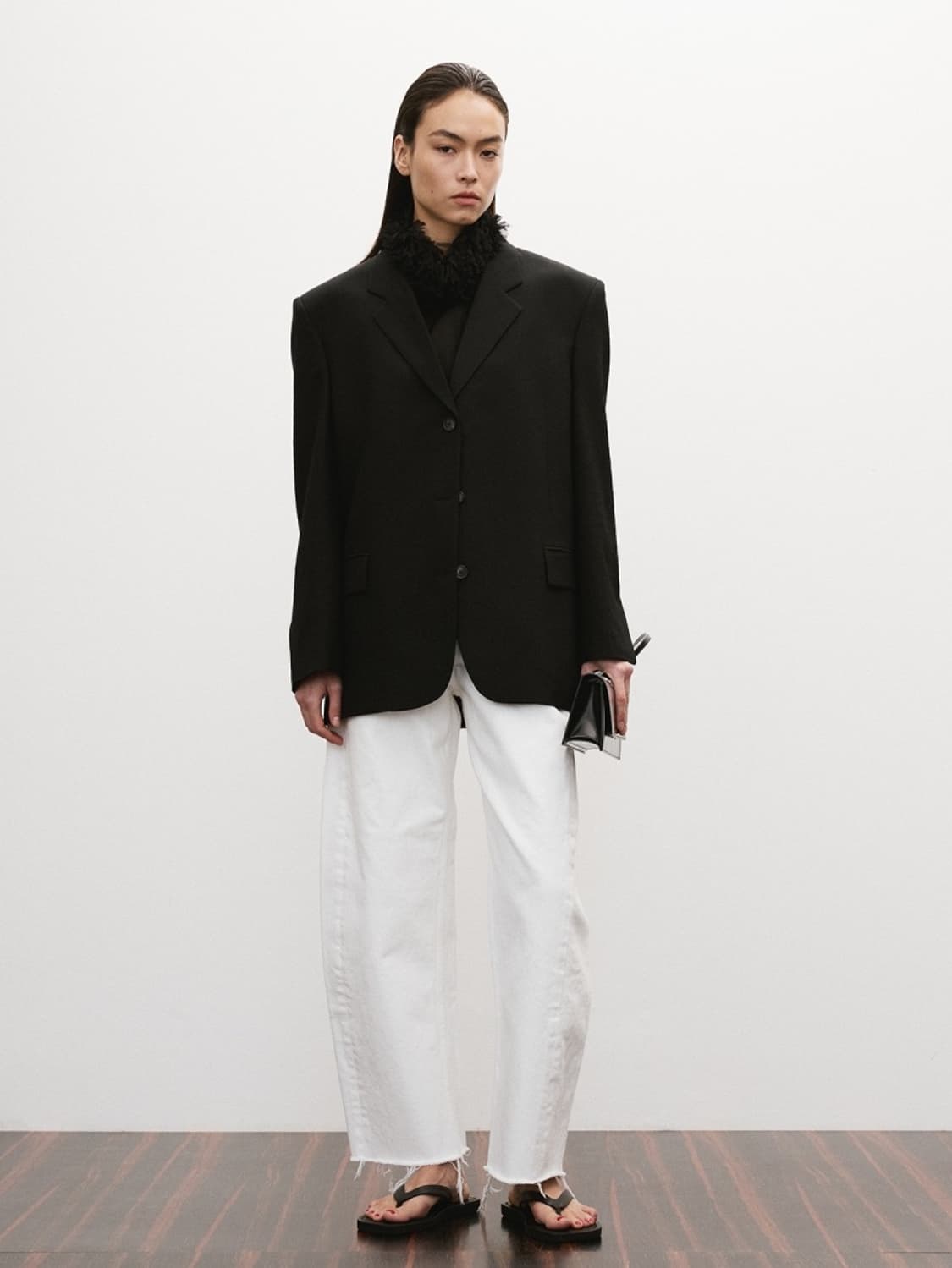 [할인] 렉토 RECTO 울 블렌드 테일러드 대디 싱글 자켓 블랙 상품이미지2