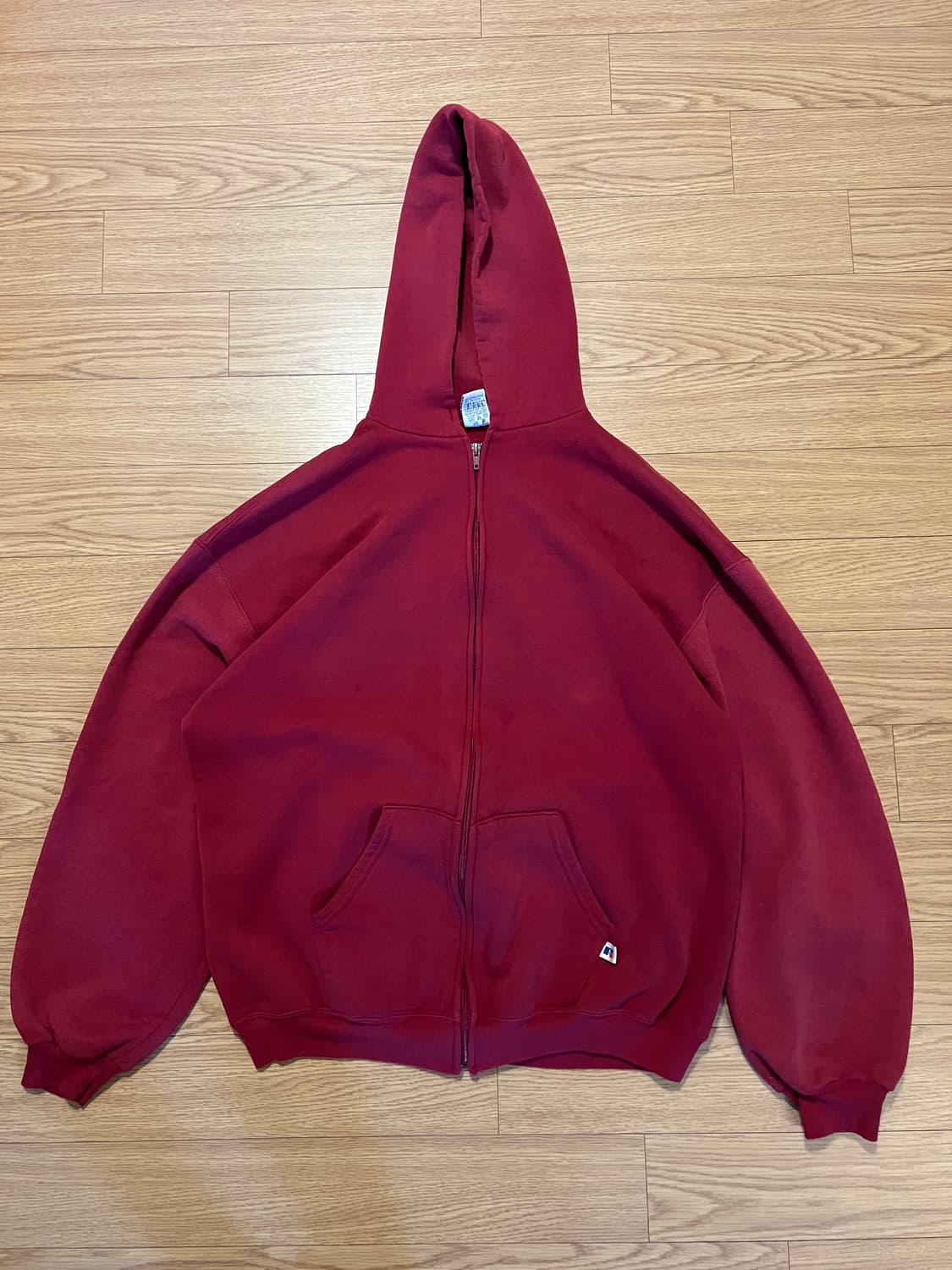 90s U.S.A 러셀 빈티지 후드집업 레드 XL 상품이미지2