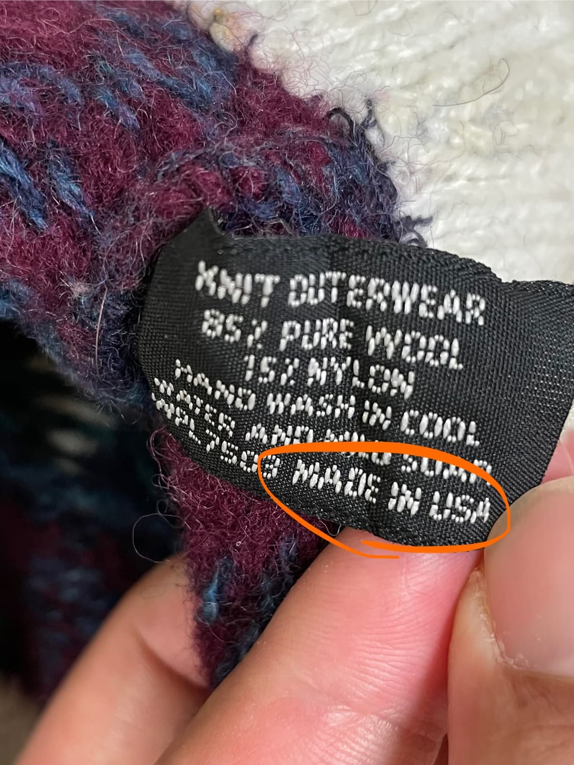 택포) 90s Made USA 빈티지 패턴 울 니트 숏 비니 모자 상품이미지2